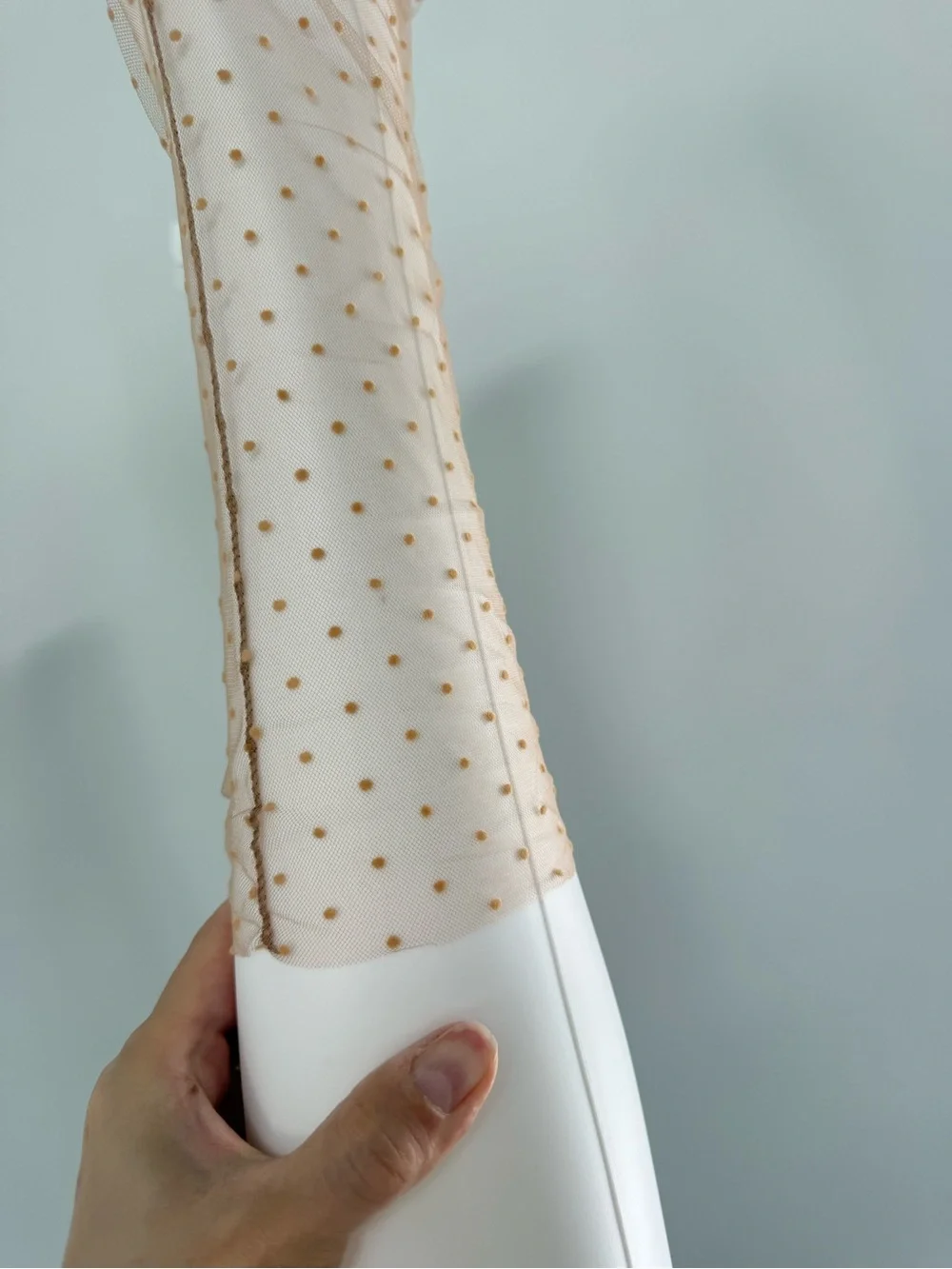 Sheer Beige Polka Dot Dress Socks